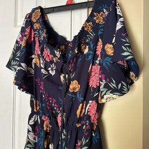 Navy floral romper
